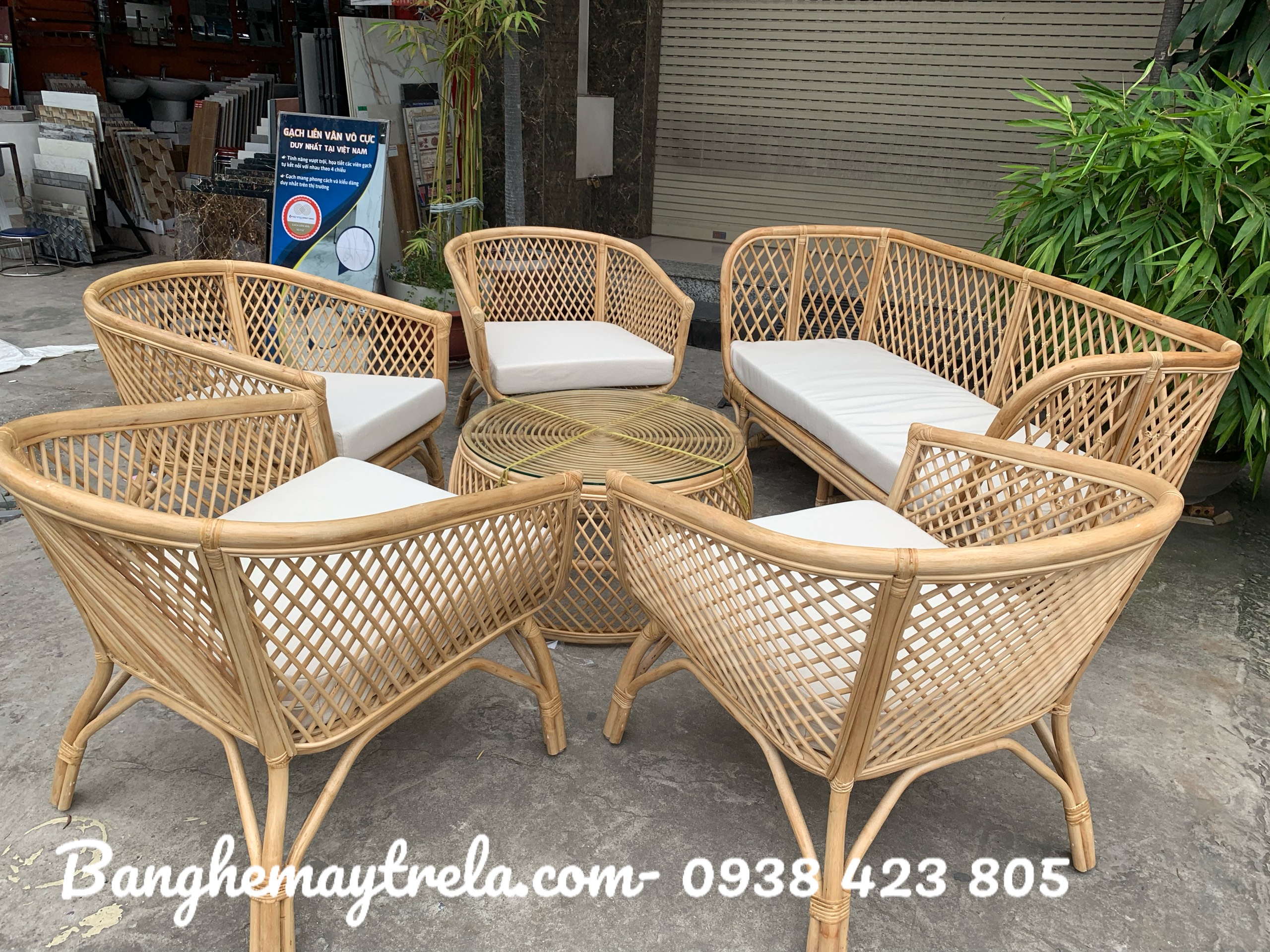 Bàn ghế sofa mây tự nhiên hiện đại